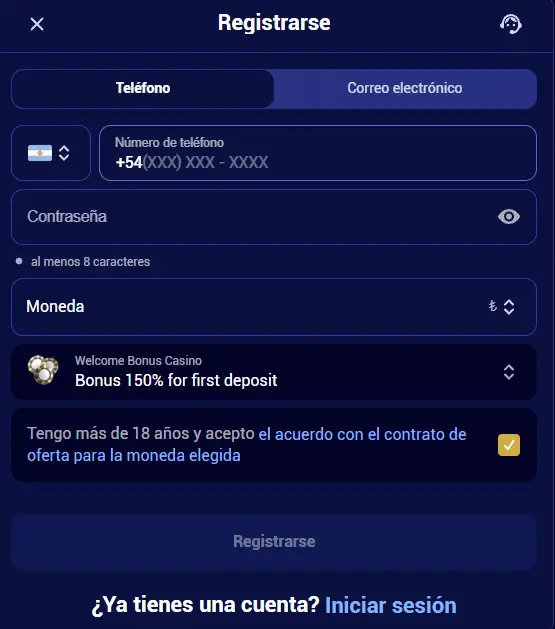 Cómo registrar un nuevo usuario en Spinay Casino