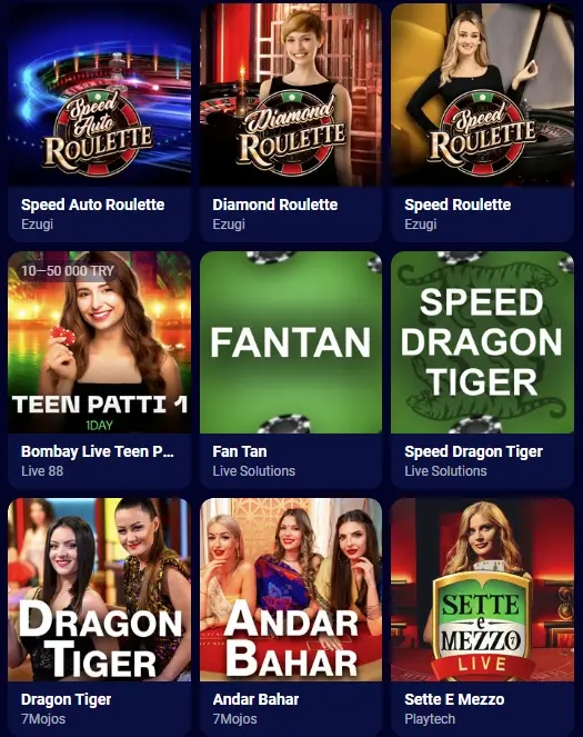 Juega gratis a los juegos en vivo del casino Spinay