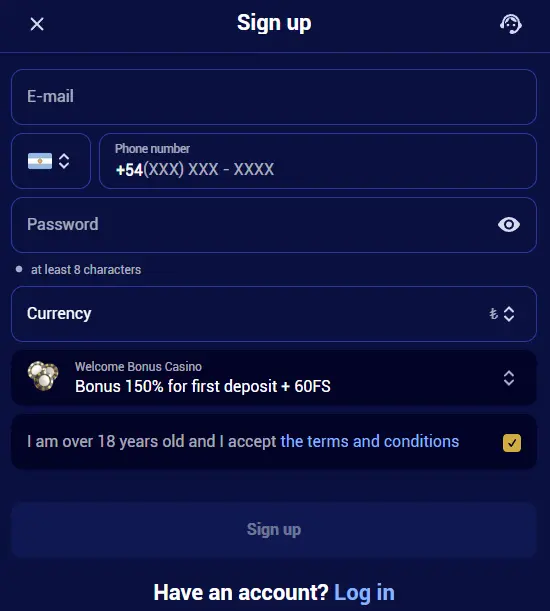 Register at Spinay Casino